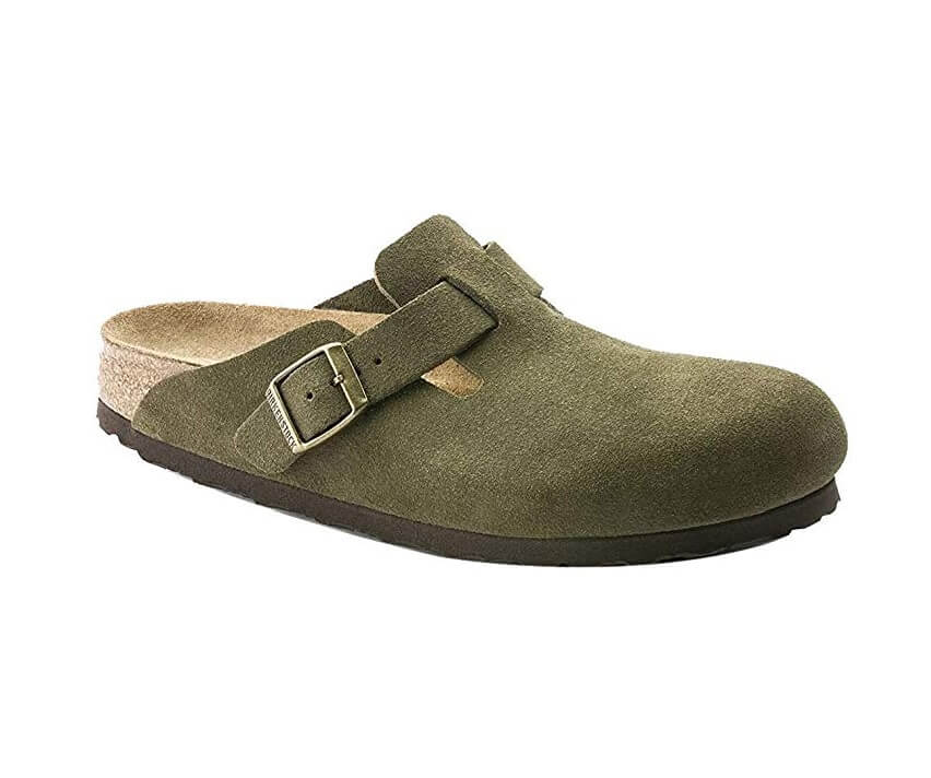 Birkenstock Boston Soft Footbed Leather Clog Forest Suede